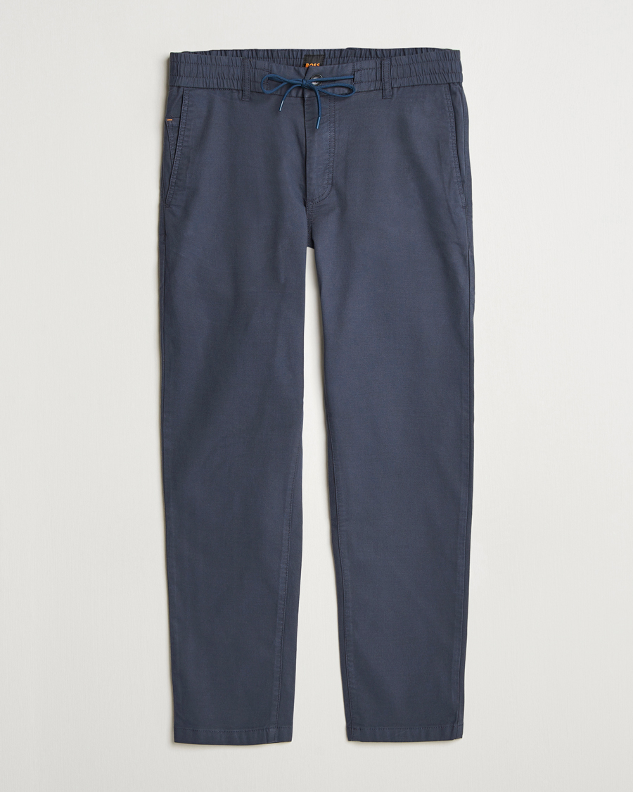 Men | Trousers | BOSS ORANGE | Tapered Drawstring Trousers Dark Blue