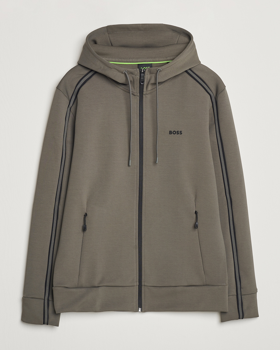 Men | Sweaters & Knitwear | BOSS GREEN | Saggy Full Zip Hoodie Light Grey