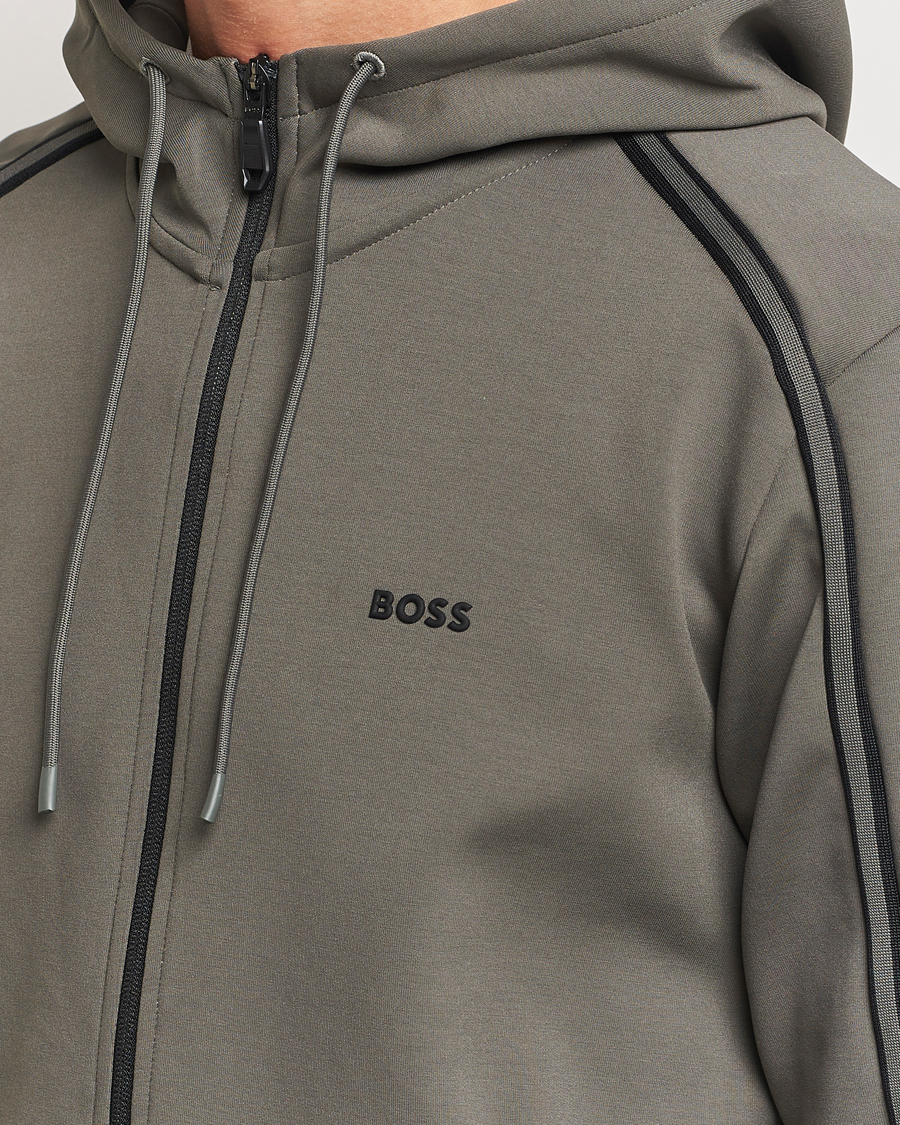 Men | Sweaters & Knitwear | BOSS GREEN | Saggy Full Zip Hoodie Light Grey