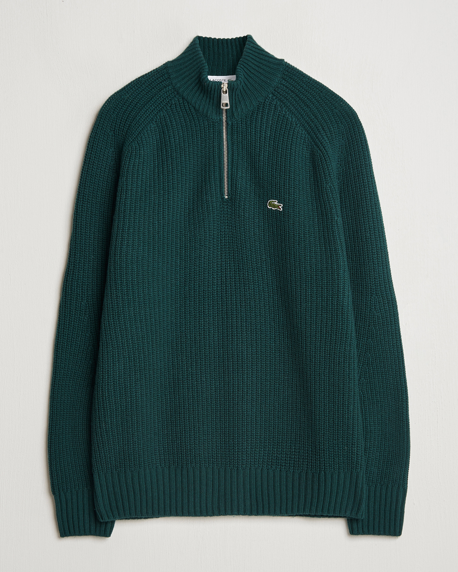 Men | Sweaters & Knitwear | Lacoste | Heavy Knitted Wool Half Zip Sinople