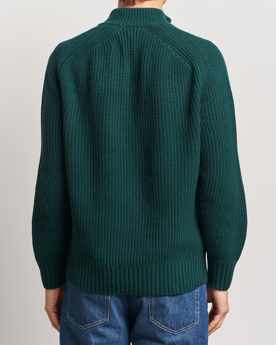 Men | Sweaters & Knitwear | Lacoste | Heavy Knitted Wool Half Zip Sinople