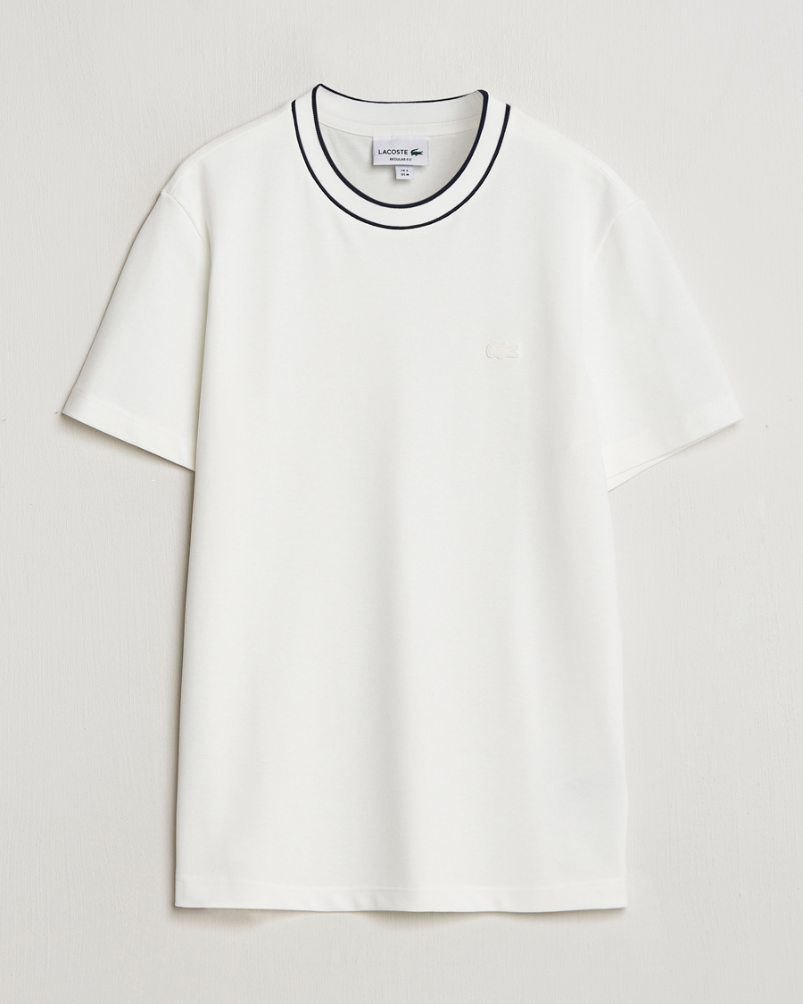 Men | T-Shirts | Lacoste | Contrast Rib Piqué T-Shirt Flour