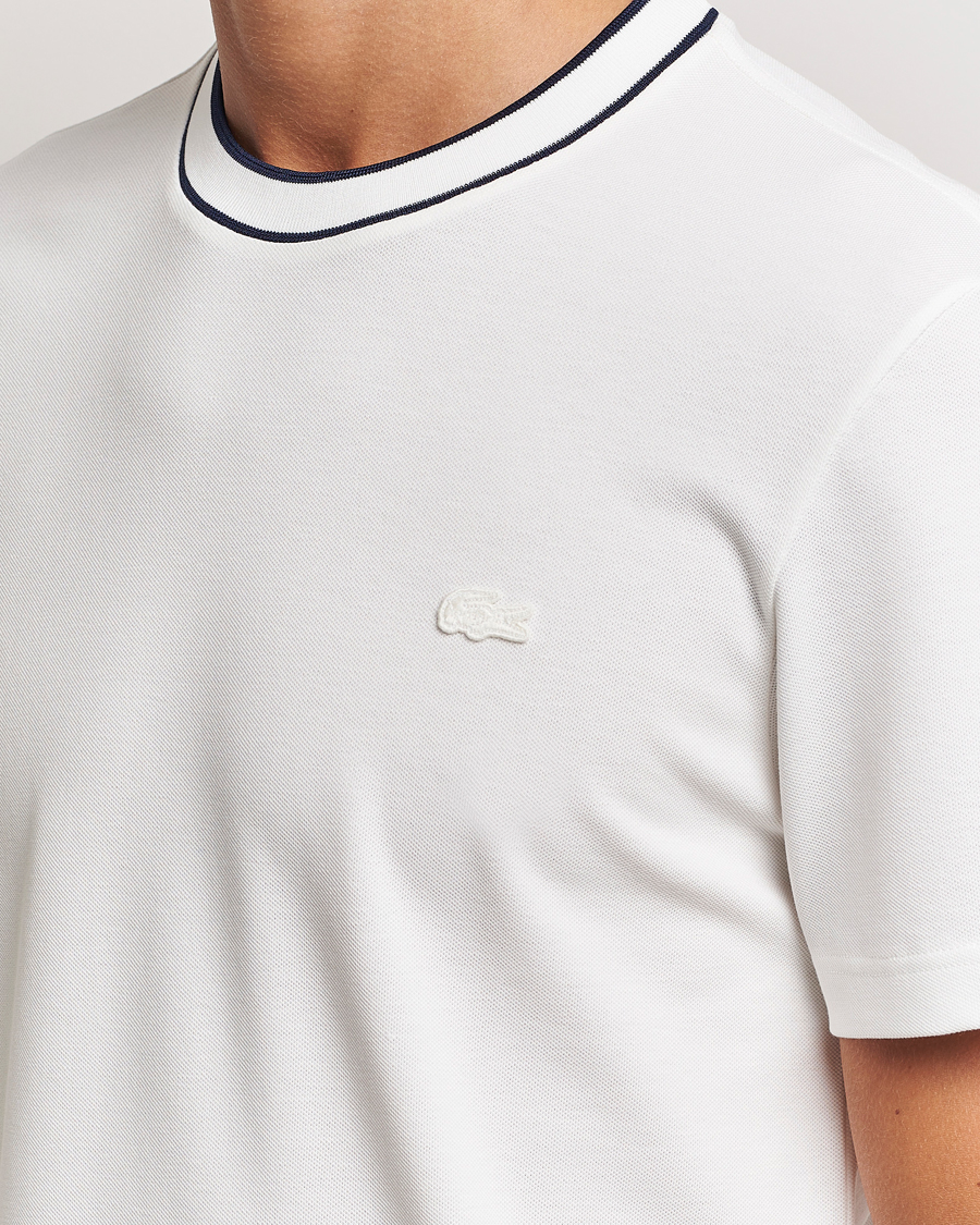 Men | T-Shirts | Lacoste | Contrast Rib Piqué T-Shirt Flour