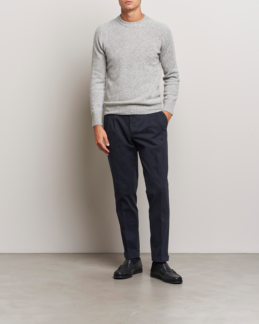 Men | Trousers | Briglia 1949 | Easy Fit Pleated Cotton Stretch Chino Navy