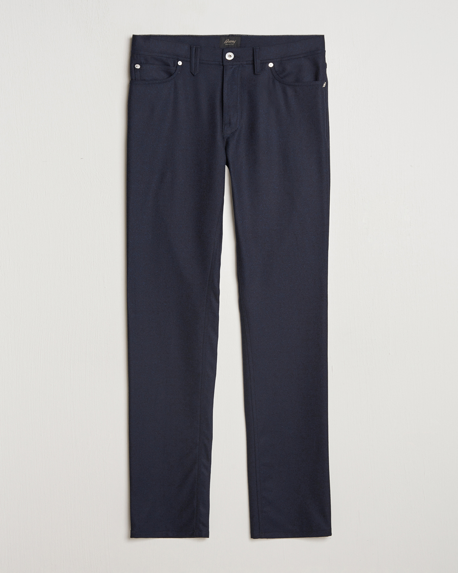 Men | Trousers | Brioni | Slim Fit 5-Pocket Flannel Pants Navy