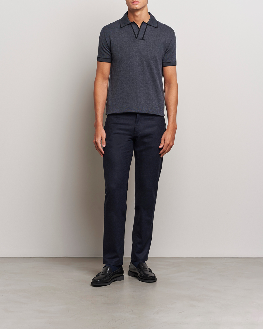 Men | Trousers | Brioni | Slim Fit 5-Pocket Flannel Pants Navy