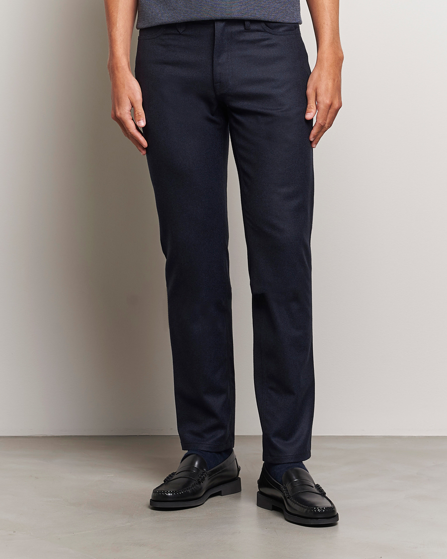 Men | Trousers | Brioni | Slim Fit 5-Pocket Flannel Pants Navy