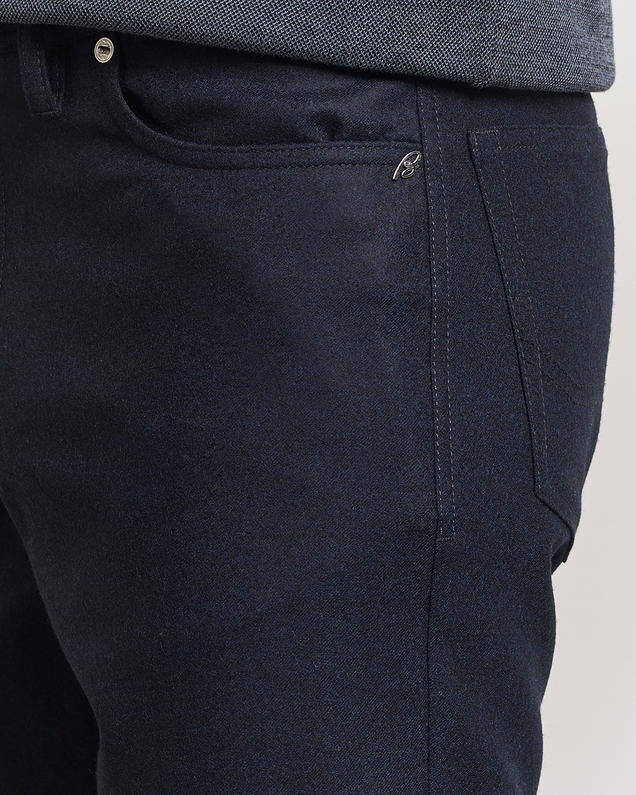 Men | Trousers | Brioni | Slim Fit 5-Pocket Flannel Pants Navy