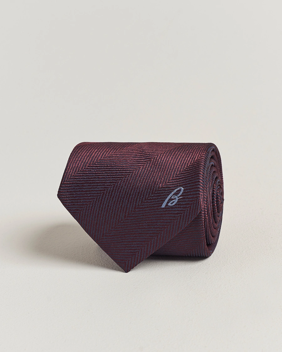 Men | Brioni Herringbone Silk Tie Burgundy | Brioni | Herringbone Silk Tie Burgundy