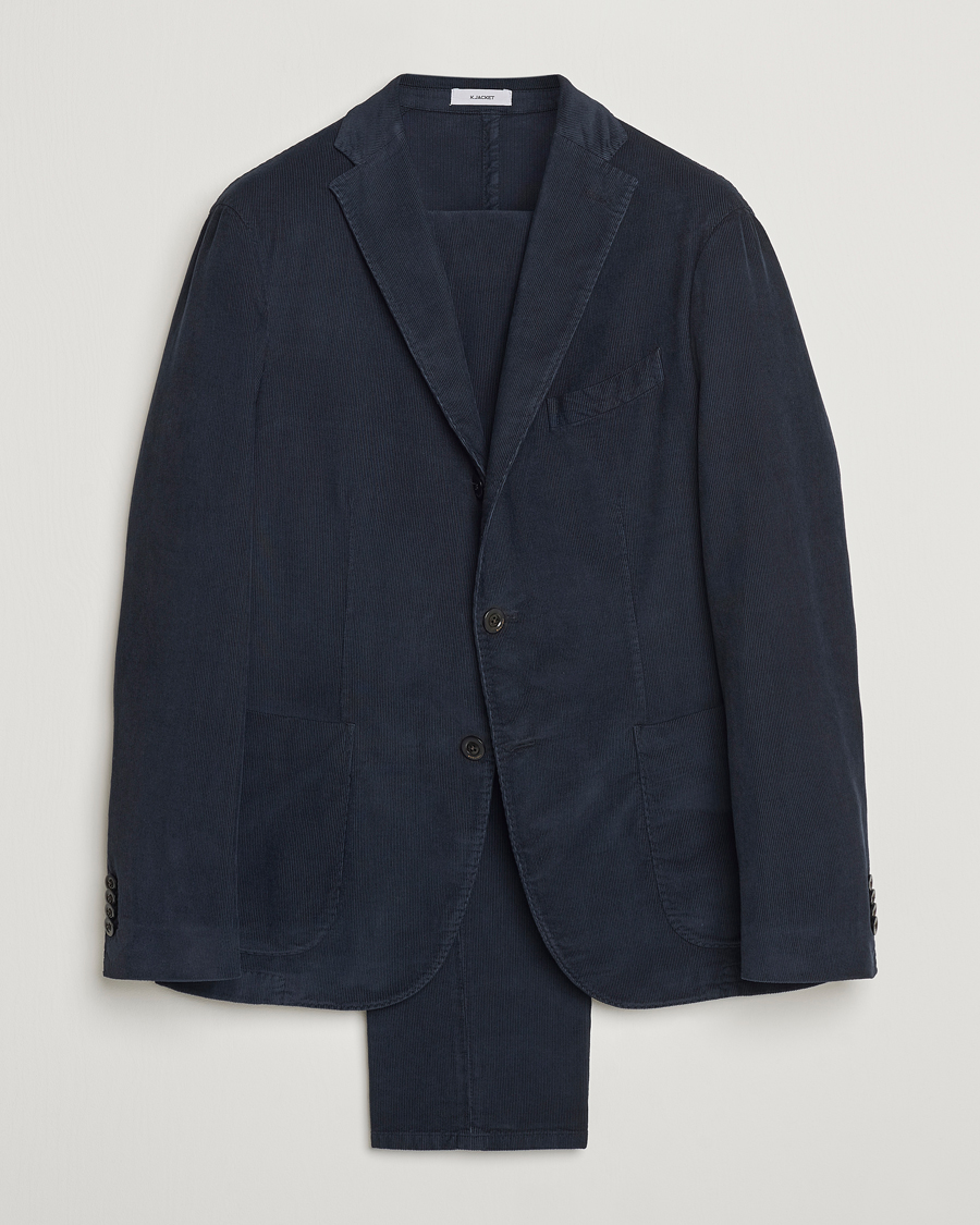 Men | Suits | Boglioli | K Jacket Baby Corduroy Suit Navy