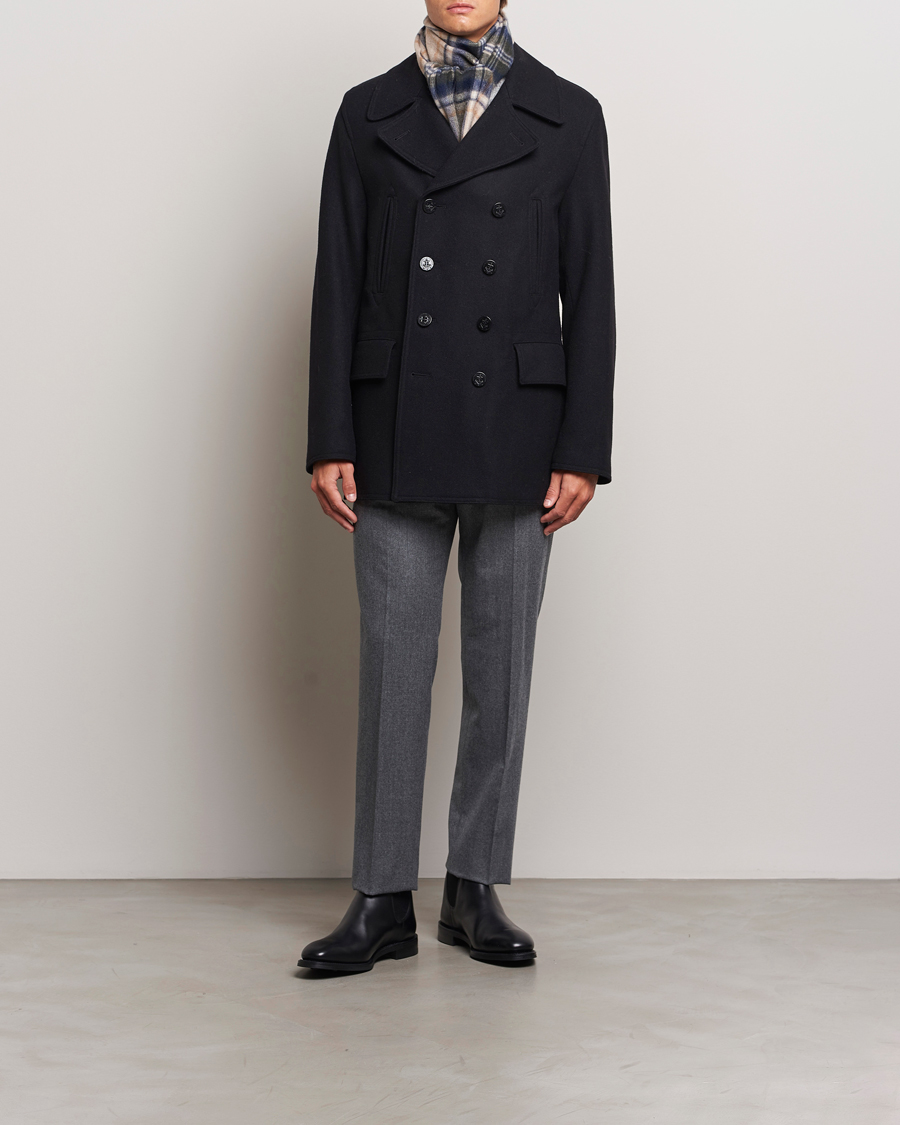 Men | Coats & Jackets | Gloverall | Churchill Reefer Peacoat Black