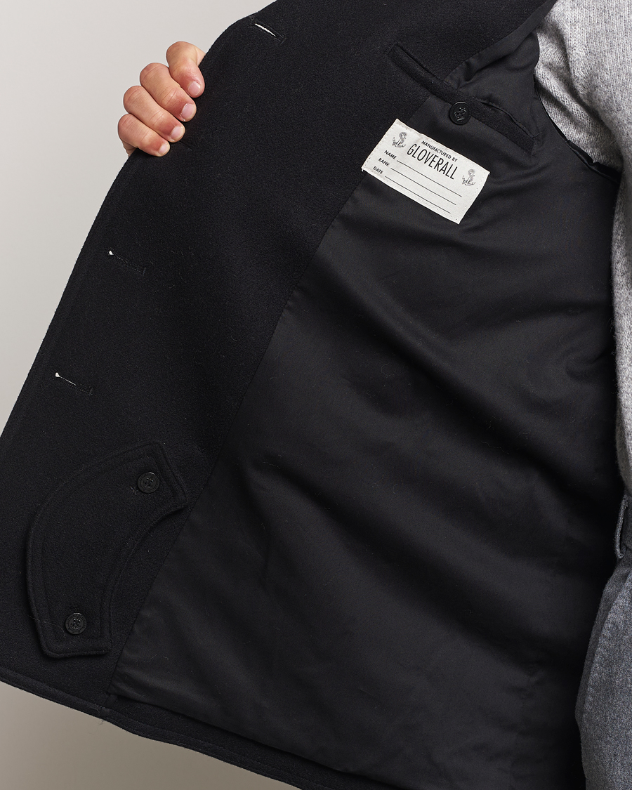 Men | Coats & Jackets | Gloverall | Churchill Reefer Peacoat Black