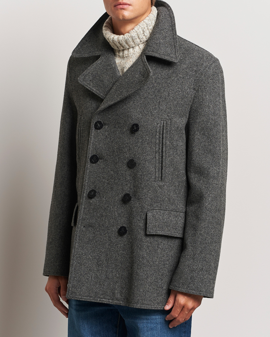 Men | Coats & Jackets | Gloverall | Churchill Reefer Peacoat Grey