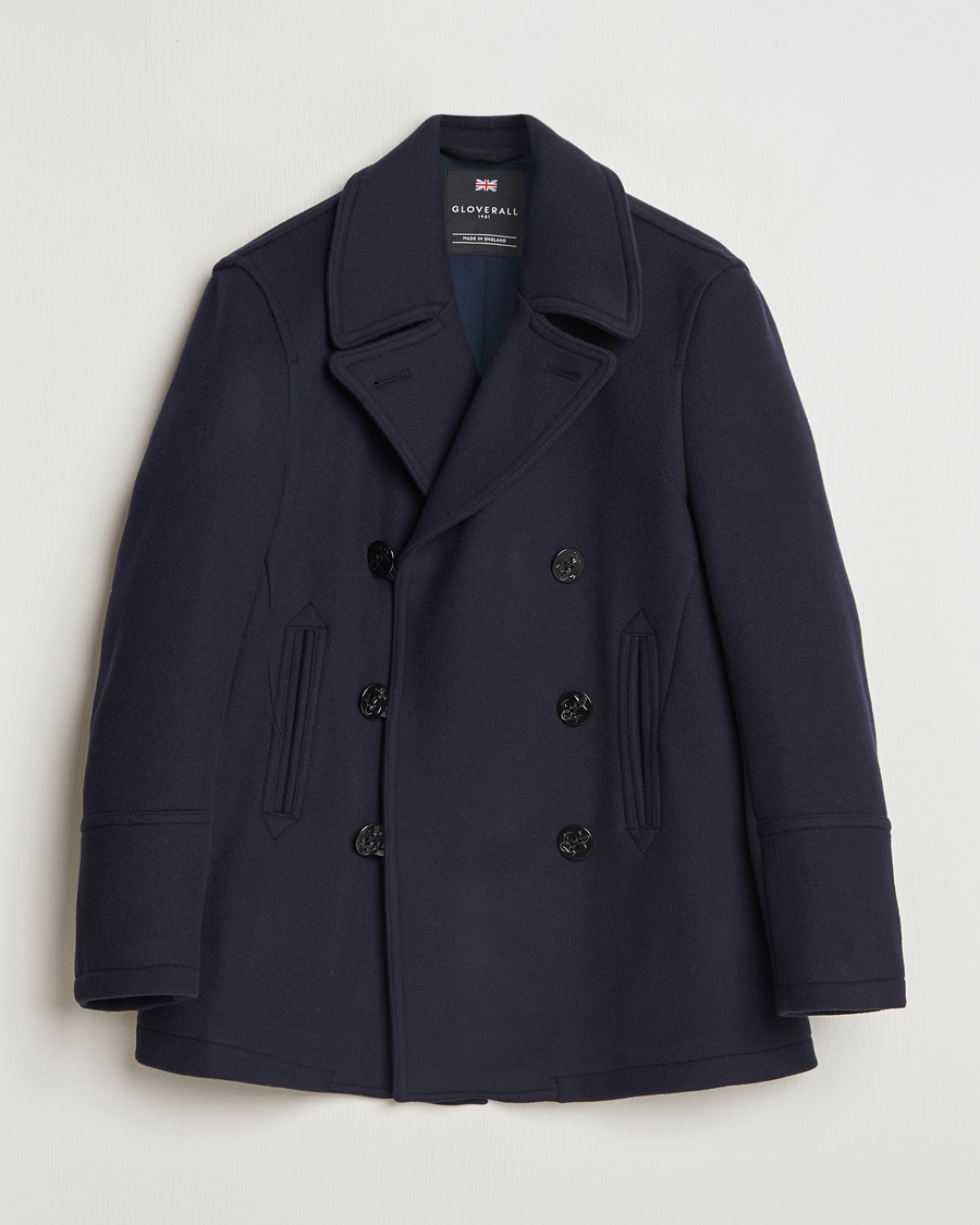 Men | Coats & Jackets | Gloverall | Tennyson Peacoat Navy