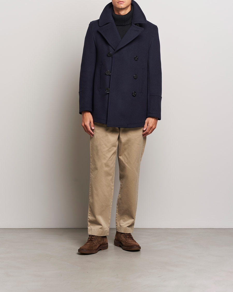 Men | Coats & Jackets | Gloverall | Tennyson Peacoat Navy