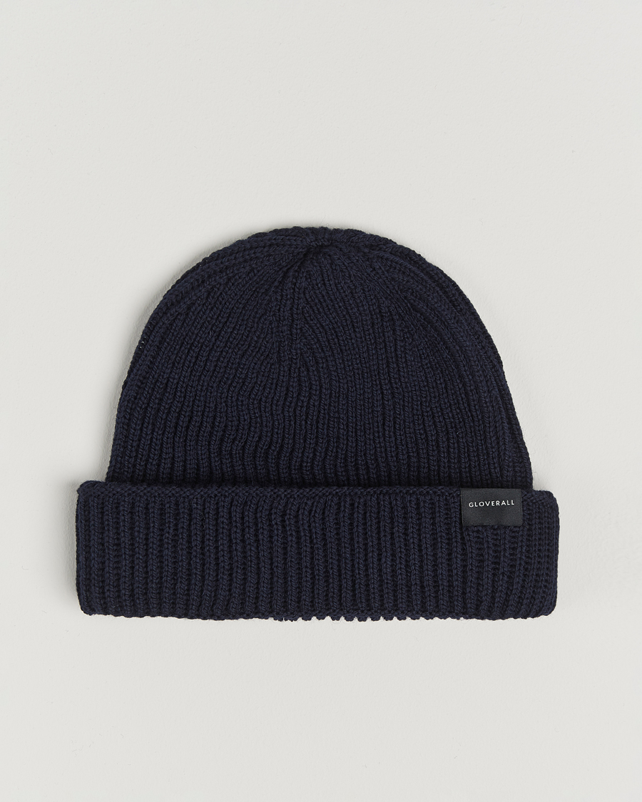 Men | Gloverall Fisherman Lambswool Beanie Navy | Gloverall | Fisherman Lambswool Beanie Navy