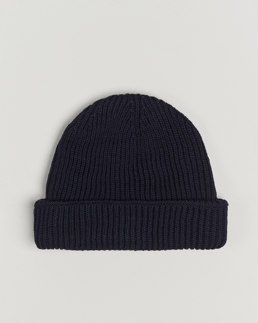 Men | Gloverall Fisherman Lambswool Beanie Navy | Gloverall | Fisherman Lambswool Beanie Navy