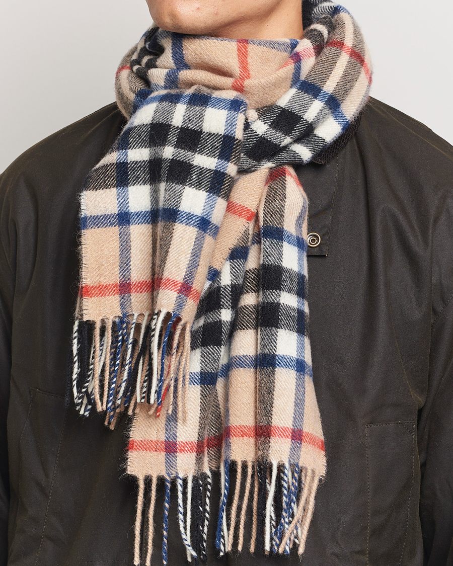 Men | Gloverall Lambswool Scarf Camel Check | Gloverall | Lambswool Scarf Camel Check
