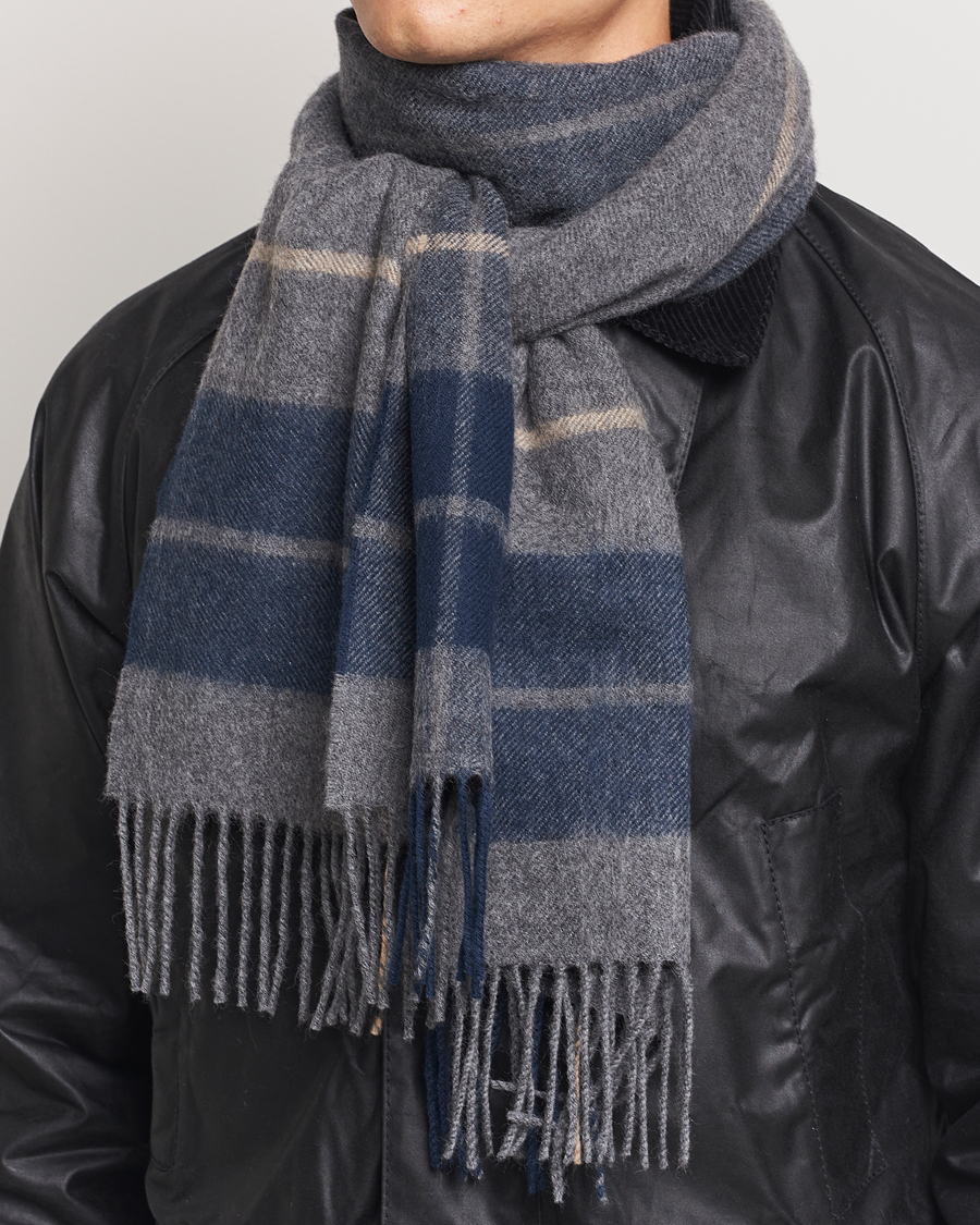 Men | Gloverall Lambswool Scarf Grey Check | Gloverall | Lambswool Scarf Grey Check