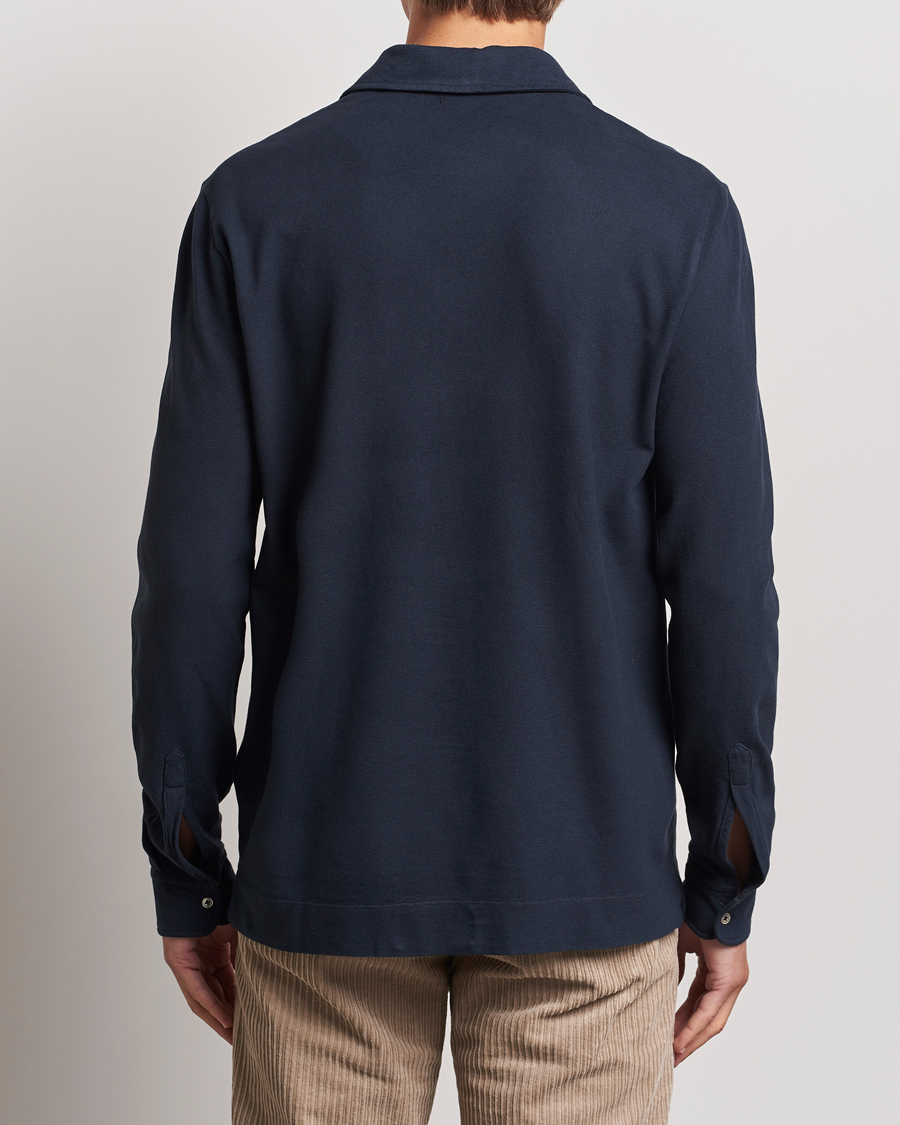Men | Polo Shirts | Massimo Alba | Ischia Cotton/Cashmere Long Sleeve Polo Navy