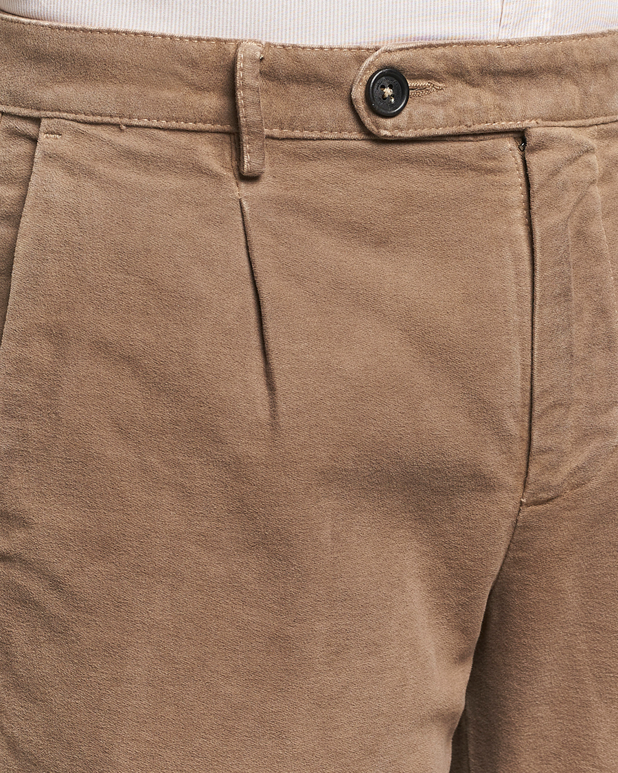 Men | Trousers | Massimo Alba | Ionio Pleated Moleskine Trousers Brown