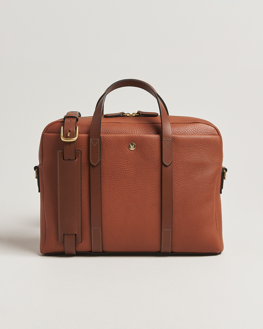 Men | Mismo Aspire Pebbled Leather Briefcase Tabac | Mismo | Aspire Pebbled Leather Briefcase Tabac
