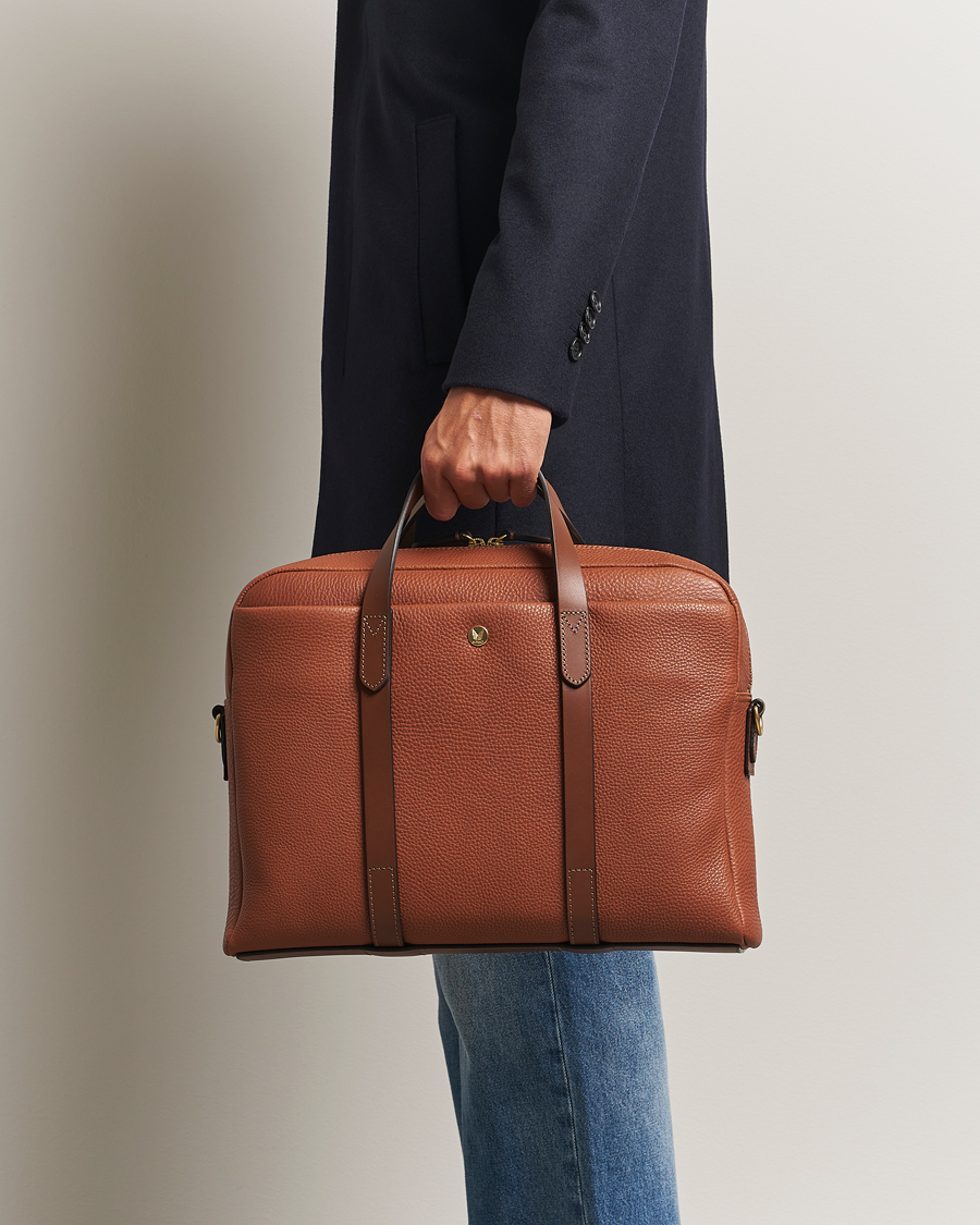 Men | Mismo Aspire Pebbled Leather Briefcase Tabac | Mismo | Aspire Pebbled Leather Briefcase Tabac