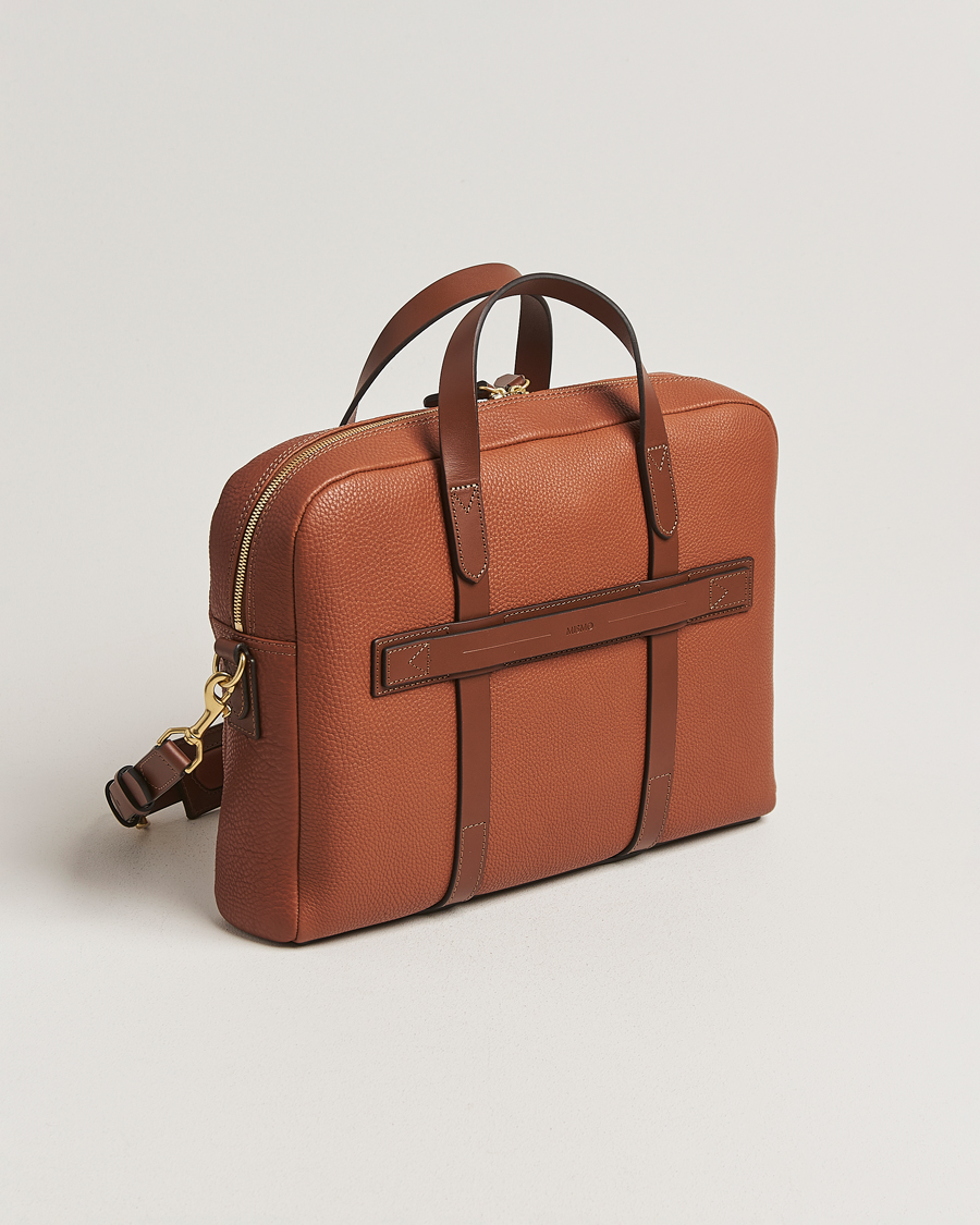 Men | Mismo Aspire Pebbled Leather Briefcase Tabac | Mismo | Aspire Pebbled Leather Briefcase Tabac