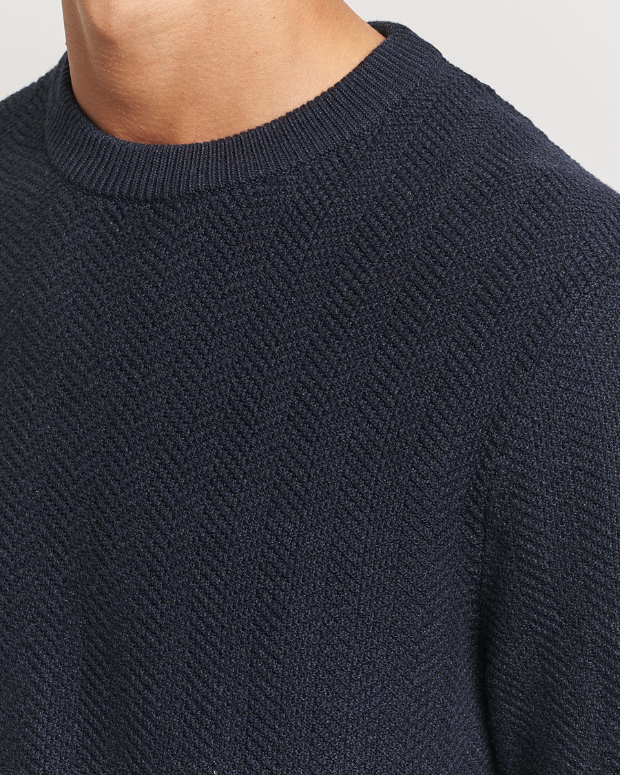 Men | Sweaters & Knitwear | NN07 | Pete Cotton Knitted Crew Neck Navy Melange