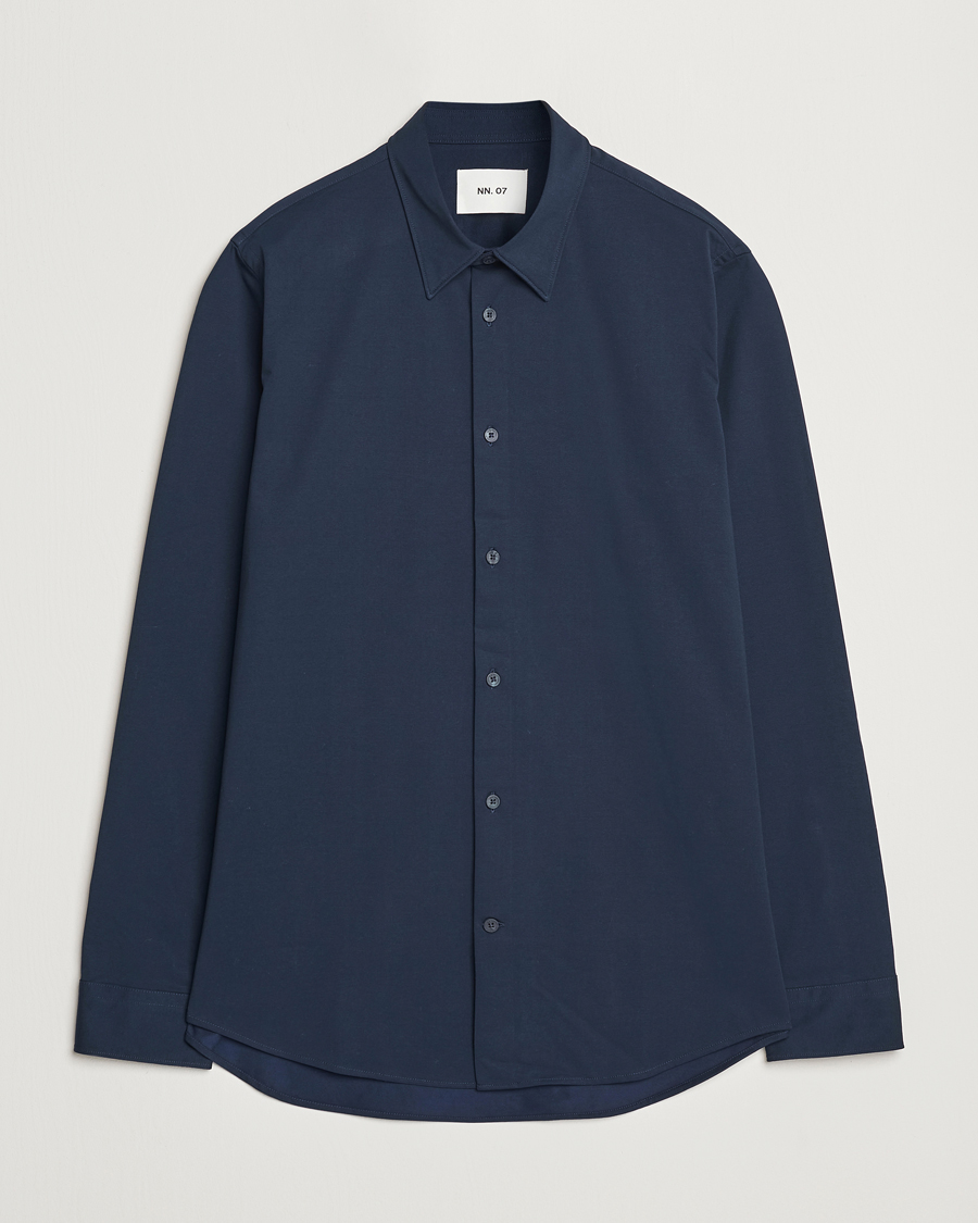 Men | Shirts | NN07 | Elian Mercerized Cotton Shirt Navy Blue