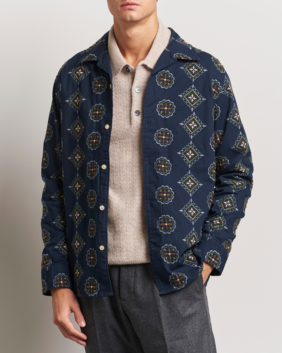 Men | Shirts | NN07 | Julio Crochet Shirt Navy Blue