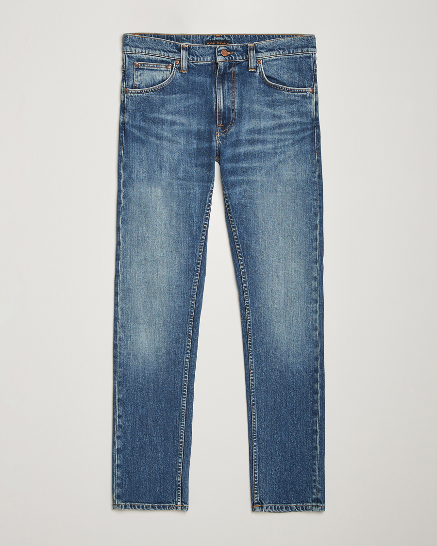Nudie Jeansダメージ加工ダークブルースキニーデニム 29/32 Nudie Jeans Lean Dean Jeans Blue Delusion at CareOfCarl.com