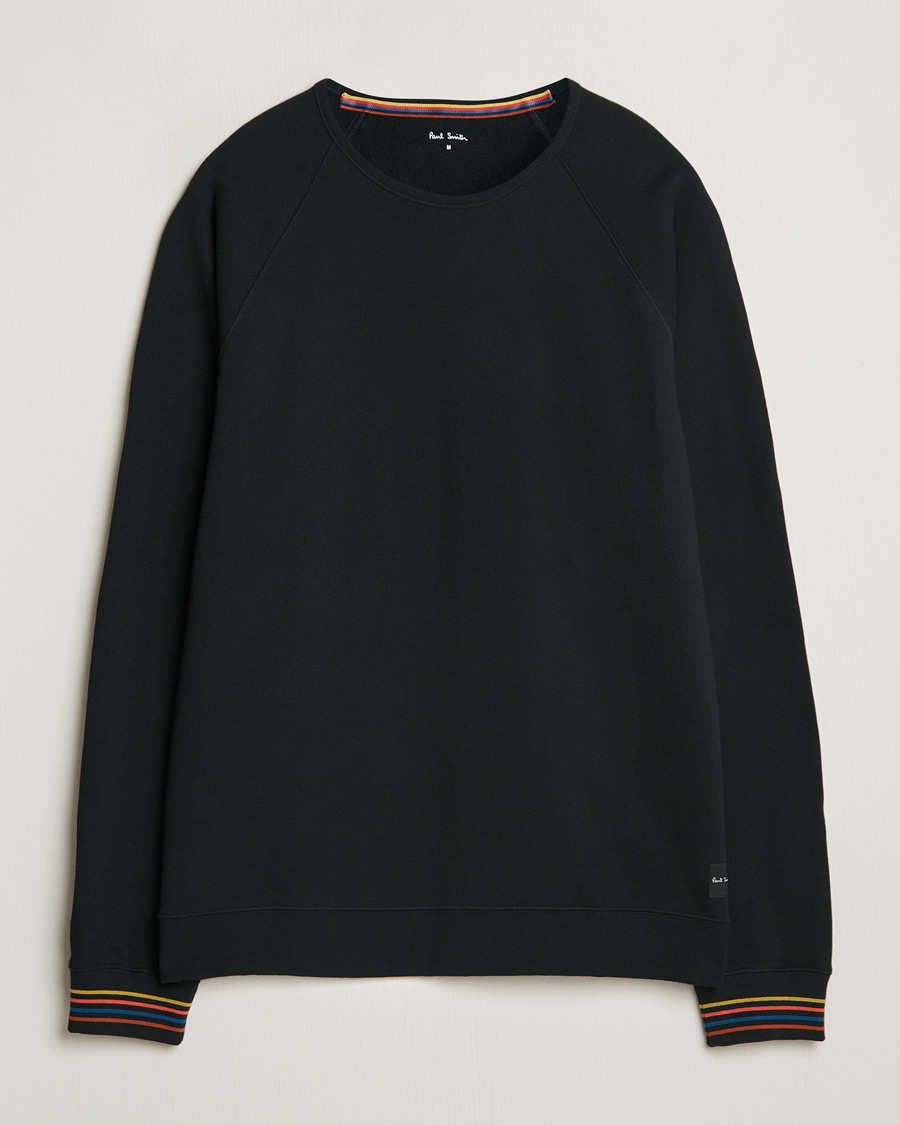Men | Sweaters & Knitwear | Paul Smith | Artist Rib Crew Neck Sweatshirt Black