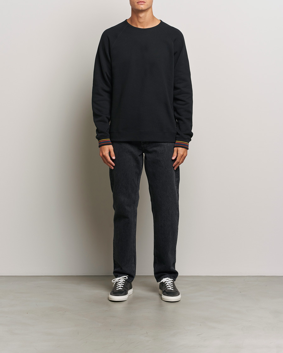 Men | Sweaters & Knitwear | Paul Smith | Artist Rib Crew Neck Sweatshirt Black