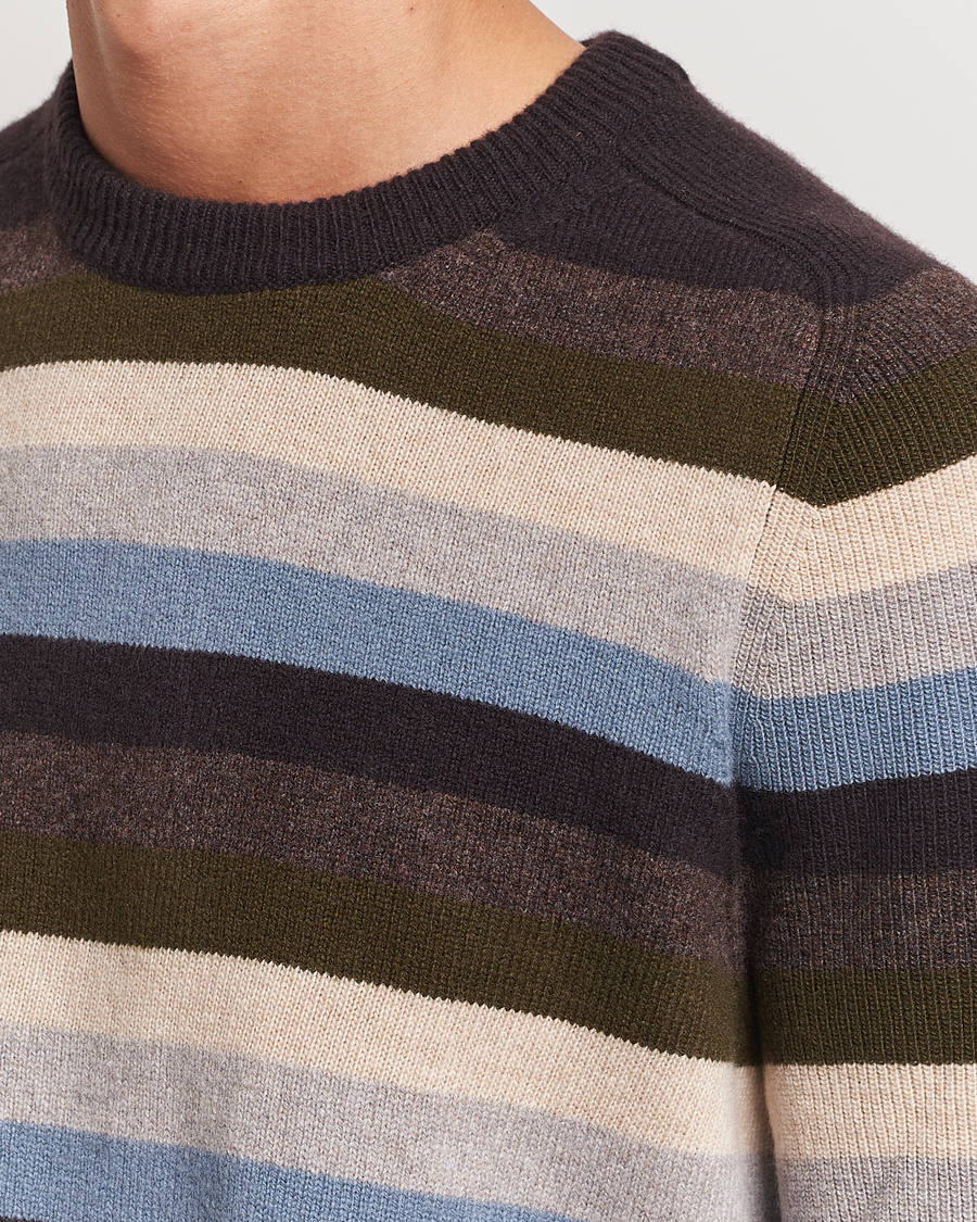 Paul Smith Wool×Cotton×Acrylic Knit Women's Green Textured Stripe Knitted Sweater