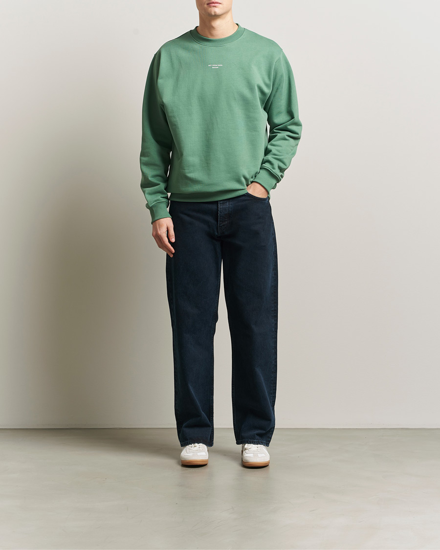 Men | Sweaters & Knitwear | Drôle de Monsieur | Classic Slogan Sweatshirt Water Green
