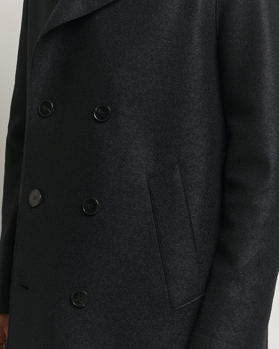 Harris Wharf London Pressed Wool Long Peacoat Black at CareOfCarl.com