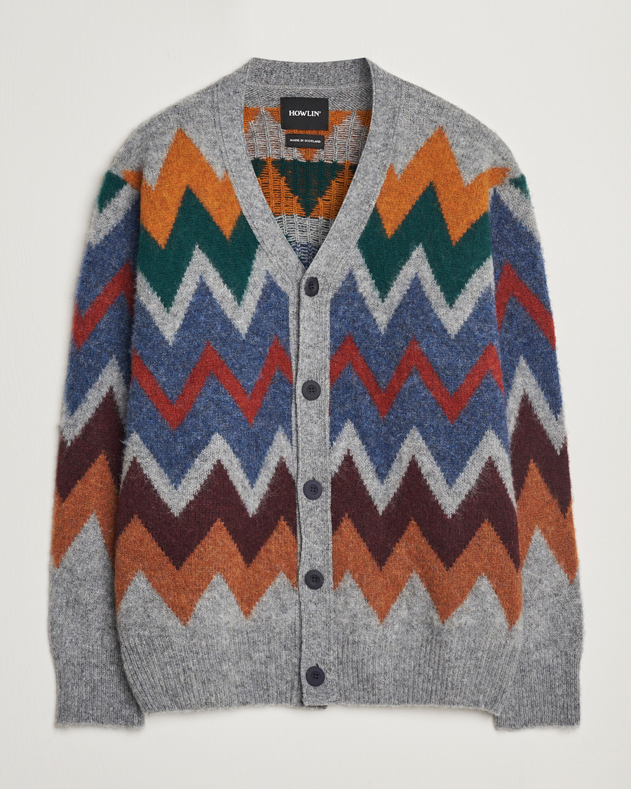 Men | Sweaters & Knitwear | Howlin' | Brushed Wool Cardigan Med Grey