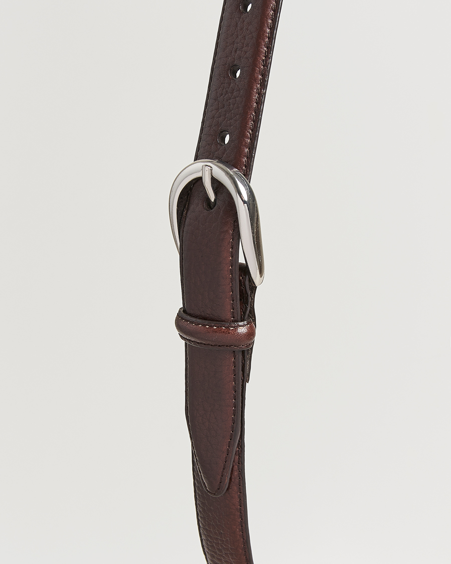 Men | Belts | Loake Shoemakers | Harry Grained Leather Belt Dark Brown