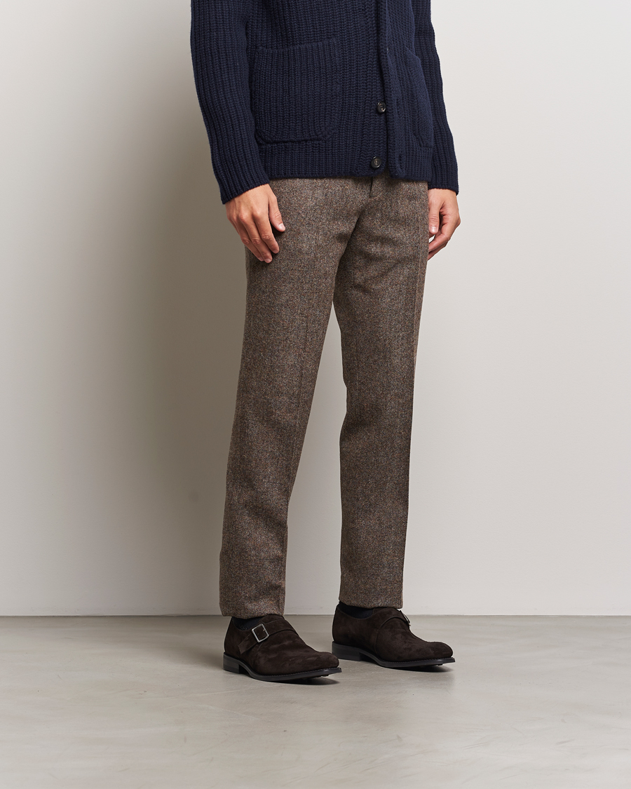 Men | Monk Strap Shoes | Loake 1880 | 357 Suede Single Monk Dark Brown