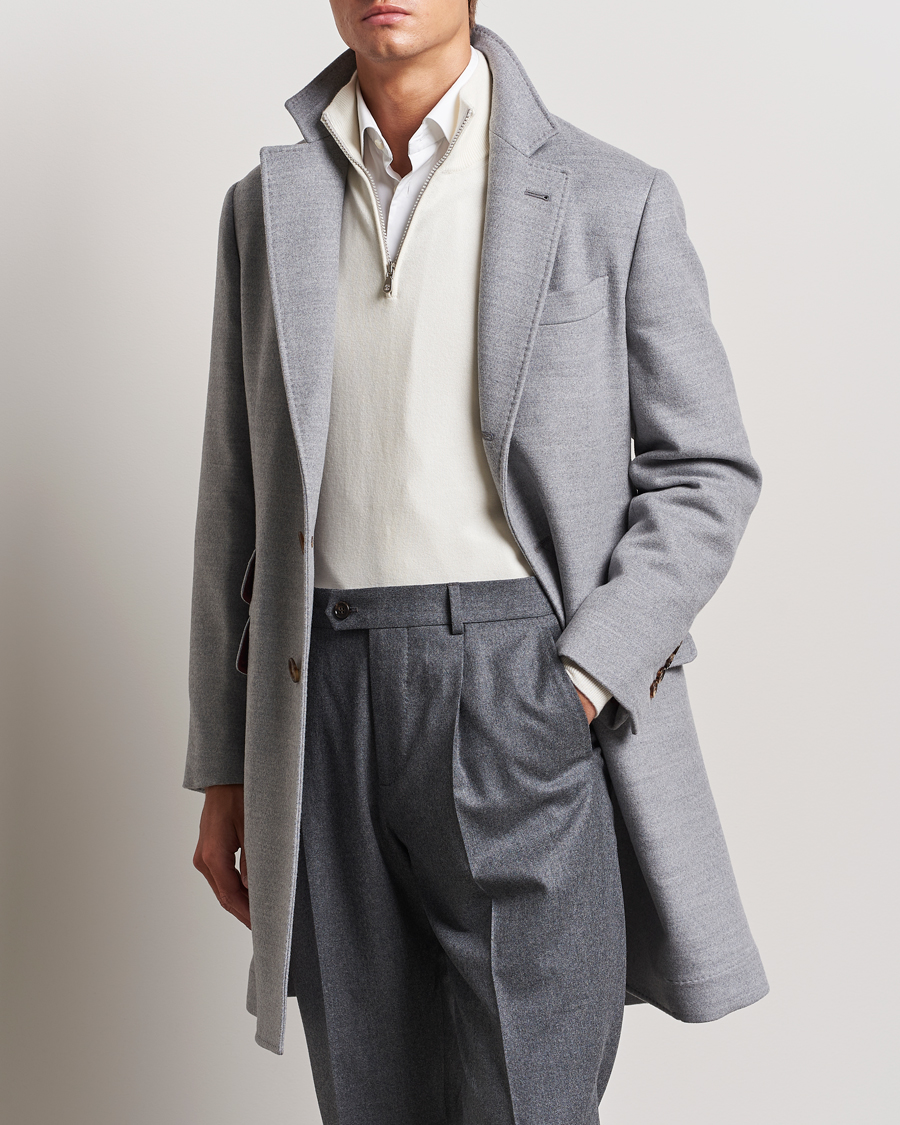 Men | Coats & Jackets | Brunello Cucinelli | Single Breasted Beaver Wool Coat Pearl Grey