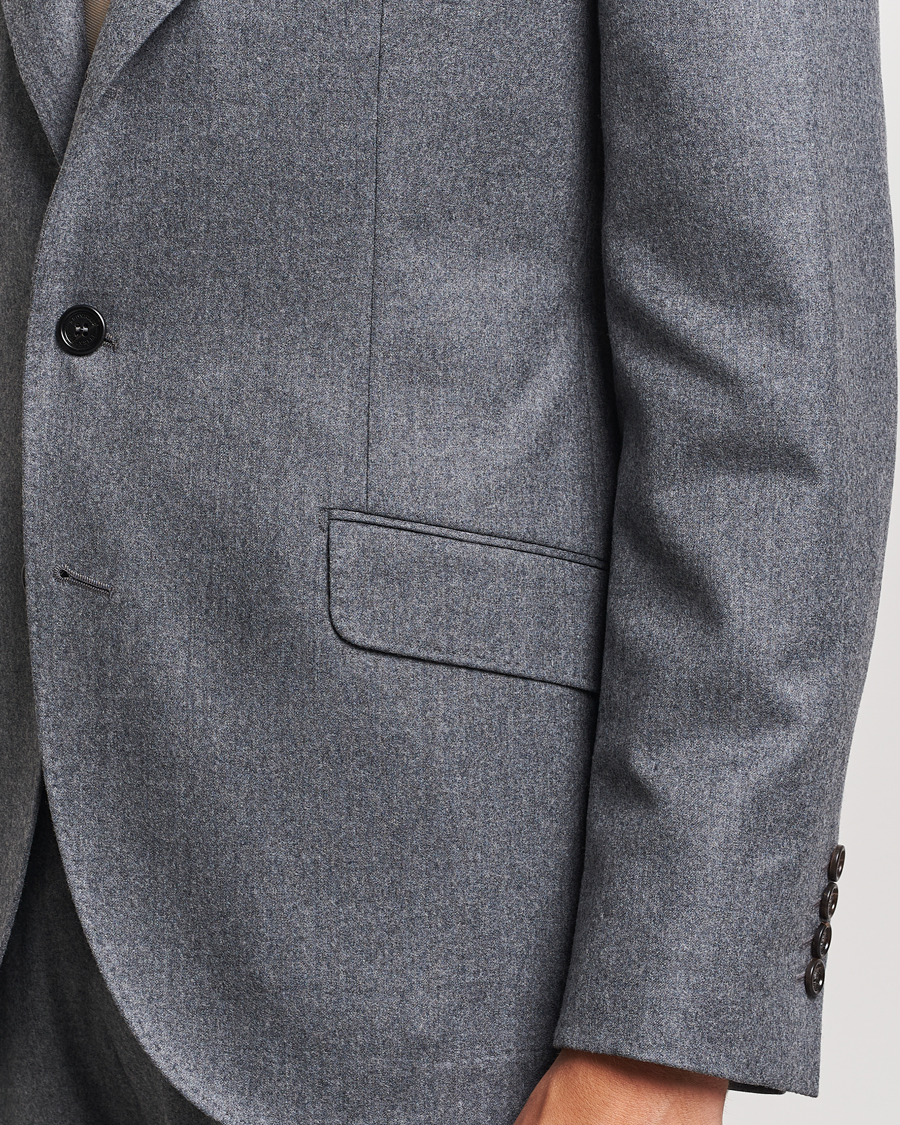 Men | Suits | Brunello Cucinelli | Single Breasted Flannel Suit Grey Melange