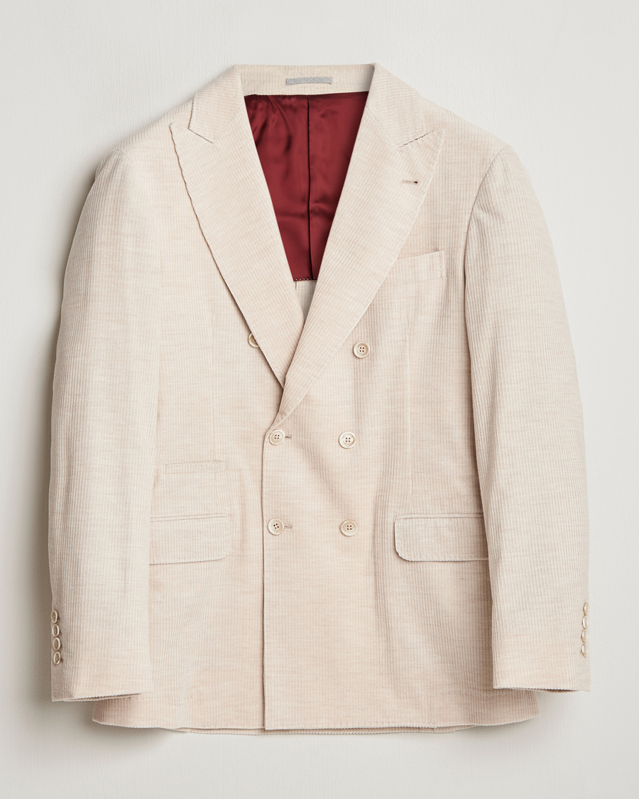 Men | Blazers | Brunello Cucinelli | Double Breasted Cashmere Corduroy Blazer Sand