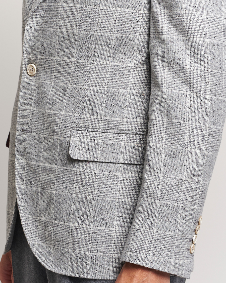 Men | Blazers | Brunello Cucinelli | Single Breasted Check Blazer Pearl Grey