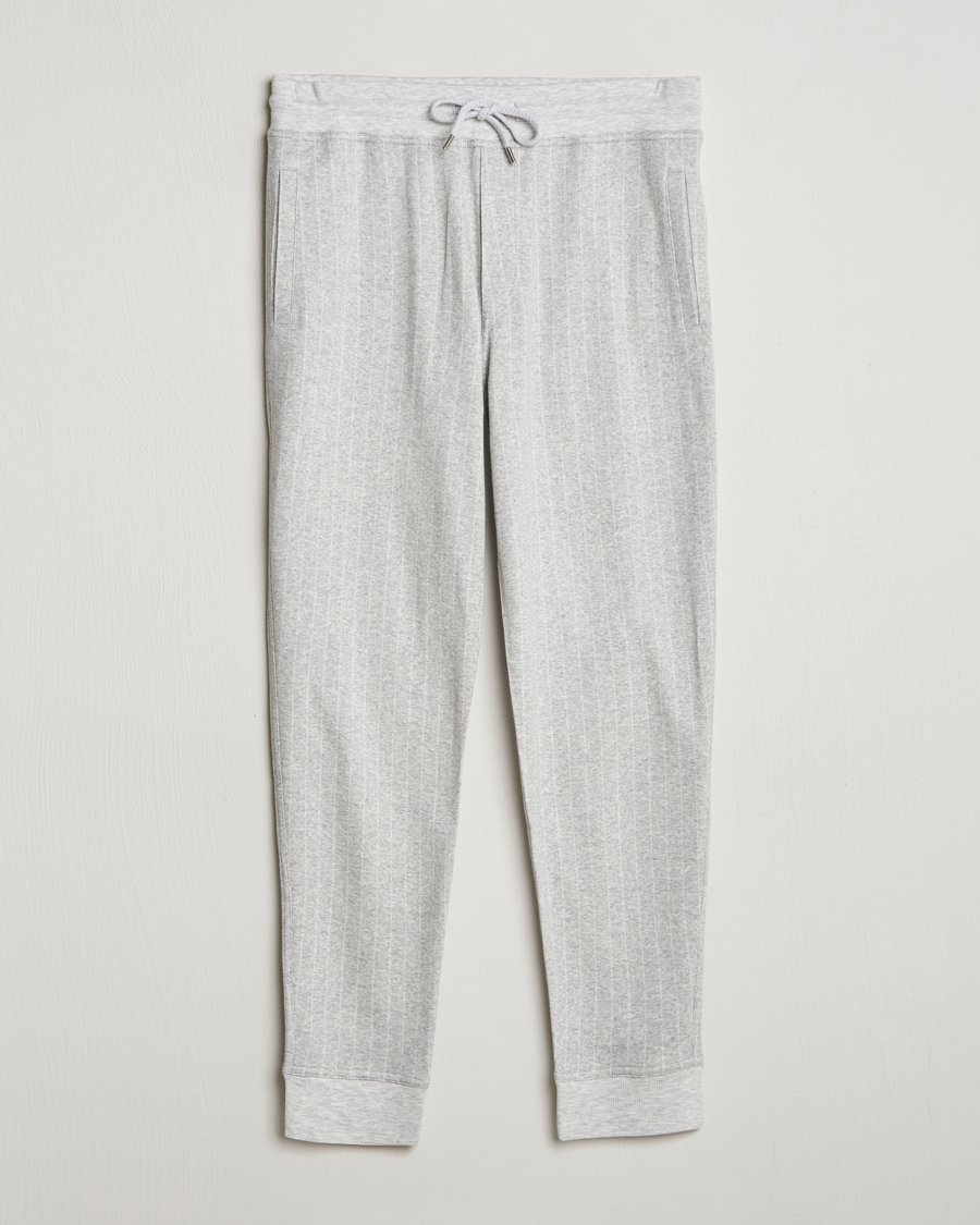 Men | Trousers | Brunello Cucinelli | Soft Pinstripe Sweatpants Pearl Grey