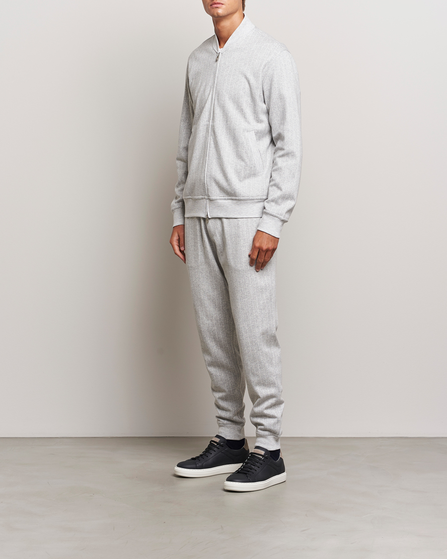 Men | Trousers | Brunello Cucinelli | Soft Pinstripe Sweatpants Pearl Grey