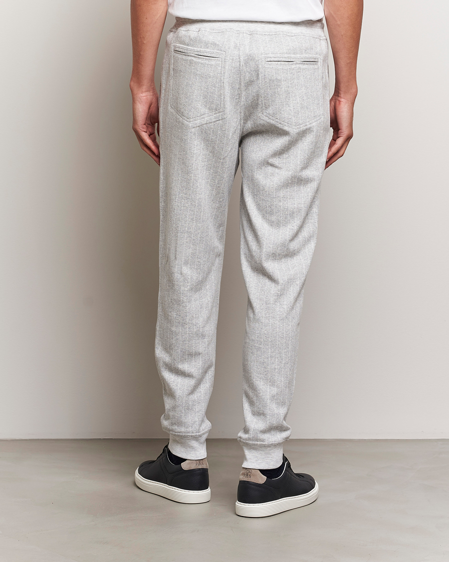 Men | Trousers | Brunello Cucinelli | Soft Pinstripe Sweatpants Pearl Grey