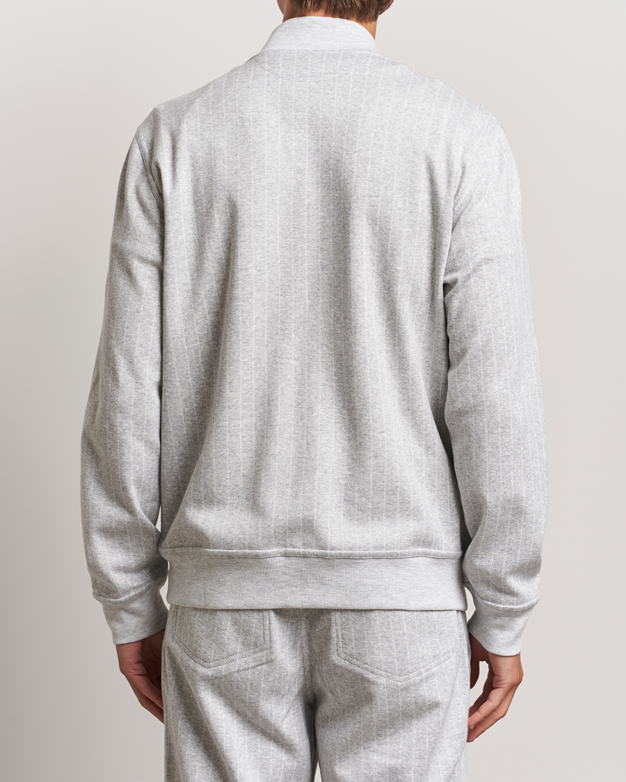 Men | Sweaters & Knitwear | Brunello Cucinelli | Soft Pinstripe Full Zip Sweater Pearl Grey