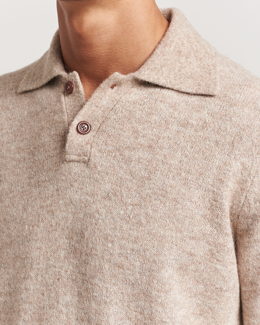 Men | Sweaters & Knitwear | Brunello Cucinelli | Alpaca Wool Long Sleeve Polo Light Beige