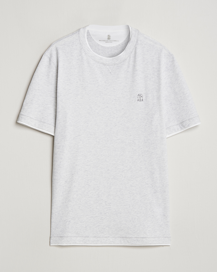 Men | T-Shirts | Brunello Cucinelli | Short Sleeve Logo T-Shirt Light Grey